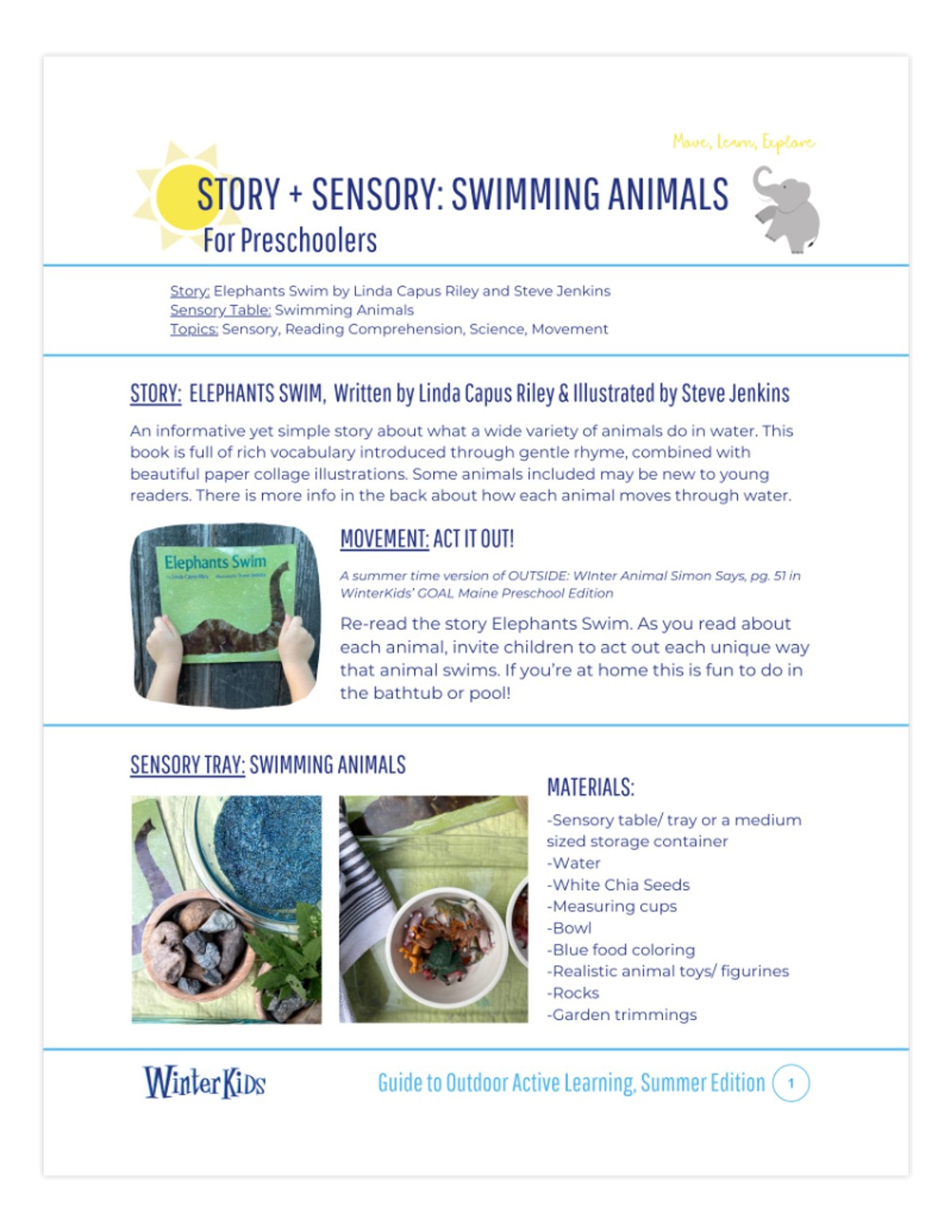 Story Sensory Swimming Animals Printable Preview page 1