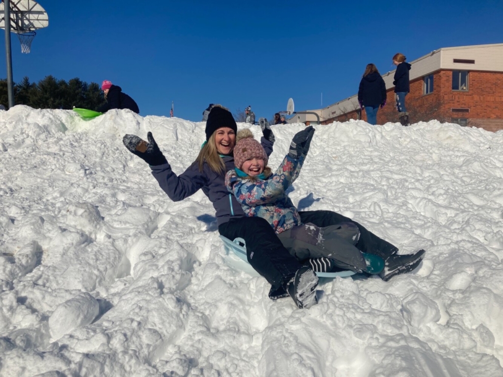 Snow fun: Union Elementary School hosts family sledding